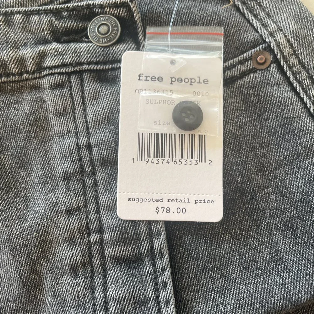 Free People Women's Parker Wrap Denim Miniskirt | Size 25 - Black - Picture 2 of 4